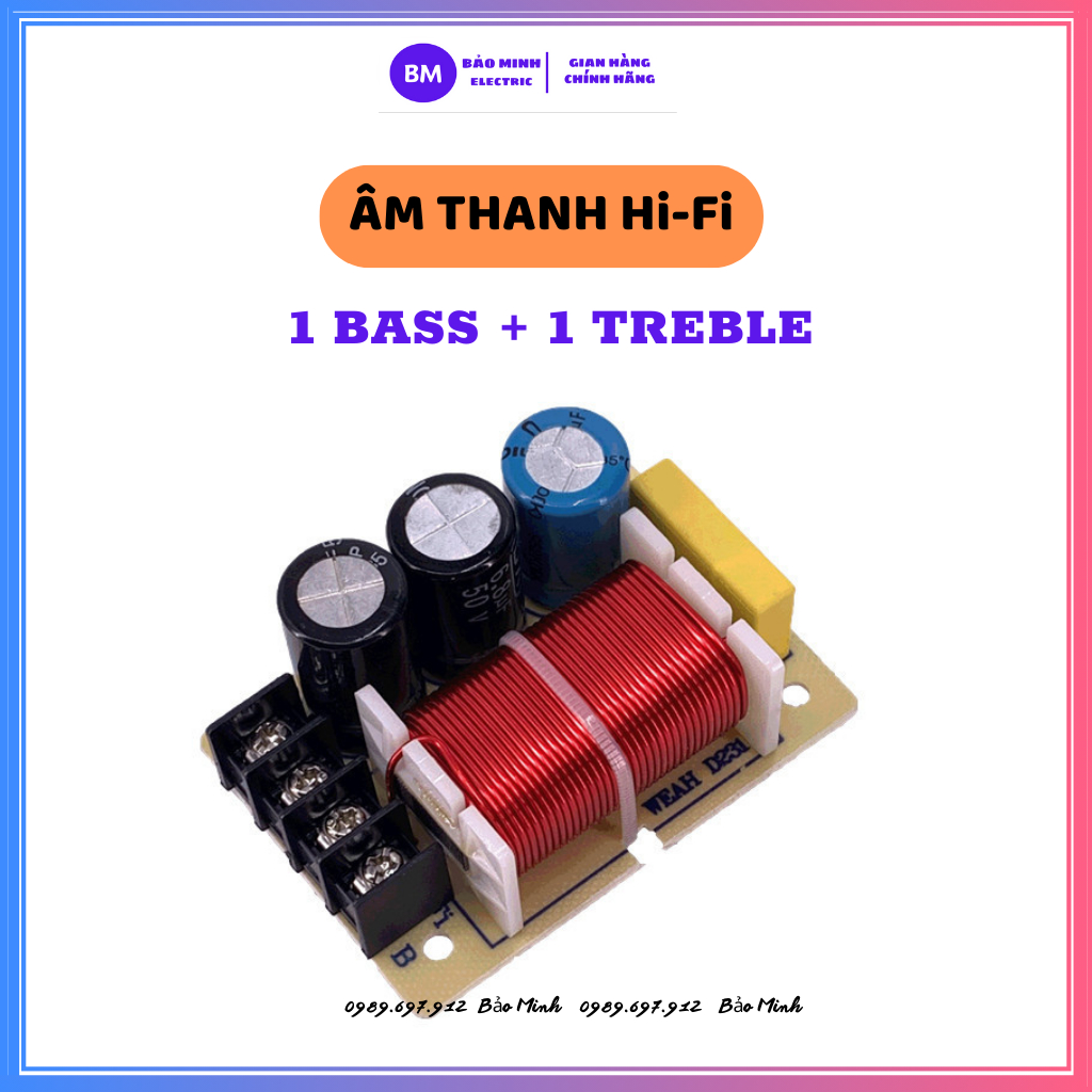 [Giá 1 mạch] Phân tần 1 bass 1 treble Weah D-231 dùng cho các thùng loa gia đình hoặc loa kéo Bass 25 đổ lại