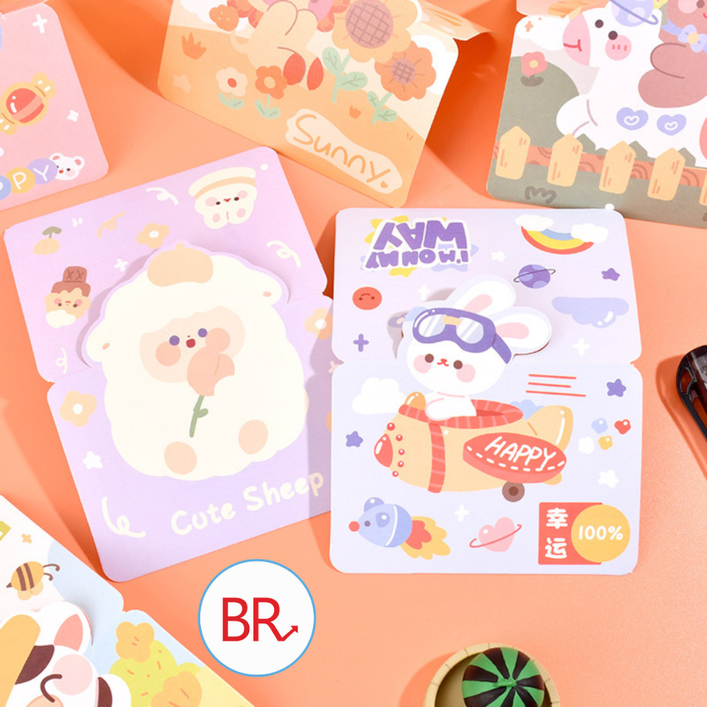 Set Thiệp 3D ghi lời chúc in hình dễ thương quà tặng 8/3 20/10 sinh nhật - Bưu thiếp, Gift Card Giáng Sinh cute 02065