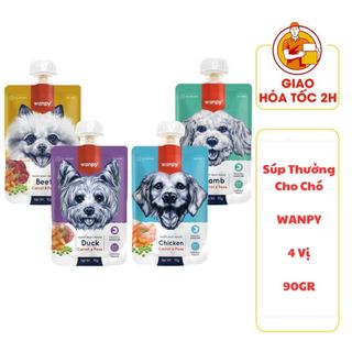 (CÓ QUÀ TẶNG) Thức Ăn Mềm/ Súp Thưởng WANPY Cho Chó 90gr - Nắp Vặn - Nhiều Vị