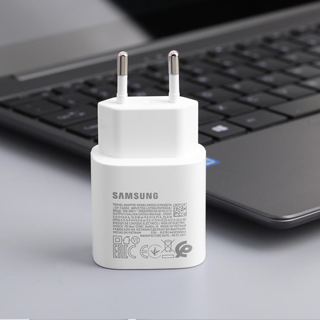 Bộ sạc nhanh 25w tương thích với Samsung chân cắm Type C kèm dây sạc nhanh Type C DYDX Bảo hành Lỗi 1 đổi 1
