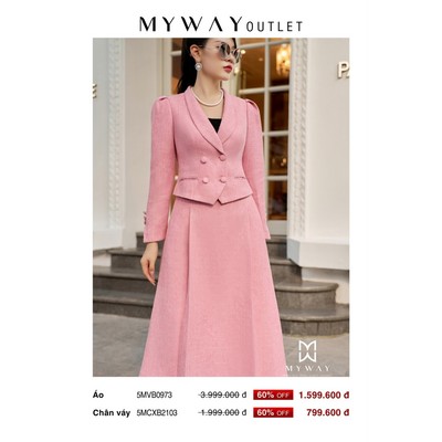 Set Áo Vest Chân Váy Xếp Ly Nữ MY WAY Dáng Ngắn Sang Trọng 5MVB0973W - 5MCXB2103W HO0 DB