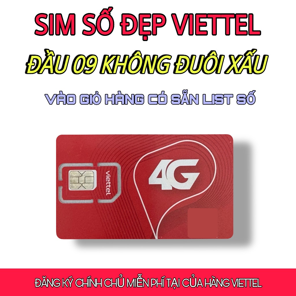 SIM VIETTEL ĐẦU 09 SỐ BÌNH THƯỜNG . ( Số ngẫu nhiên không đuôi xấu 13, 49, 53, 78 )