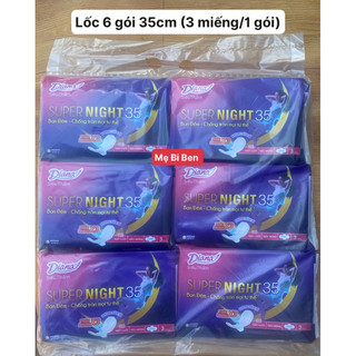 [Chính Hãng] Lốc 6 gói băng vệ sinh Diana Super Night ban đêm 35cm 3 miếng/gói Mặt lưới