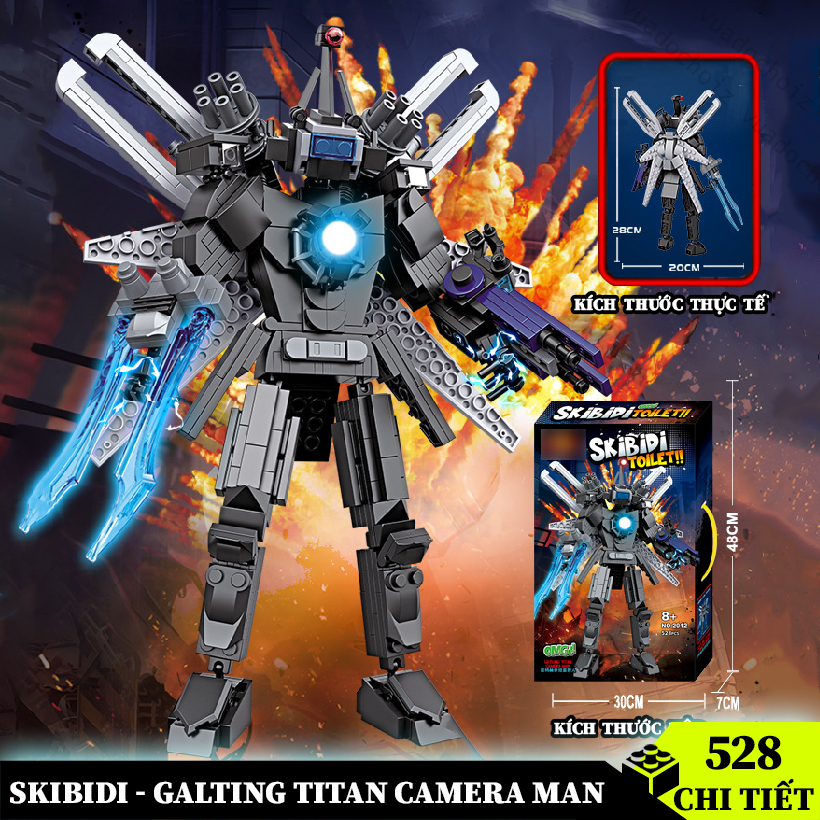 Đồ Chơi Lego Skibidi Toilet Titan Gatling Man 528 Chi Tiết Cao 28cm