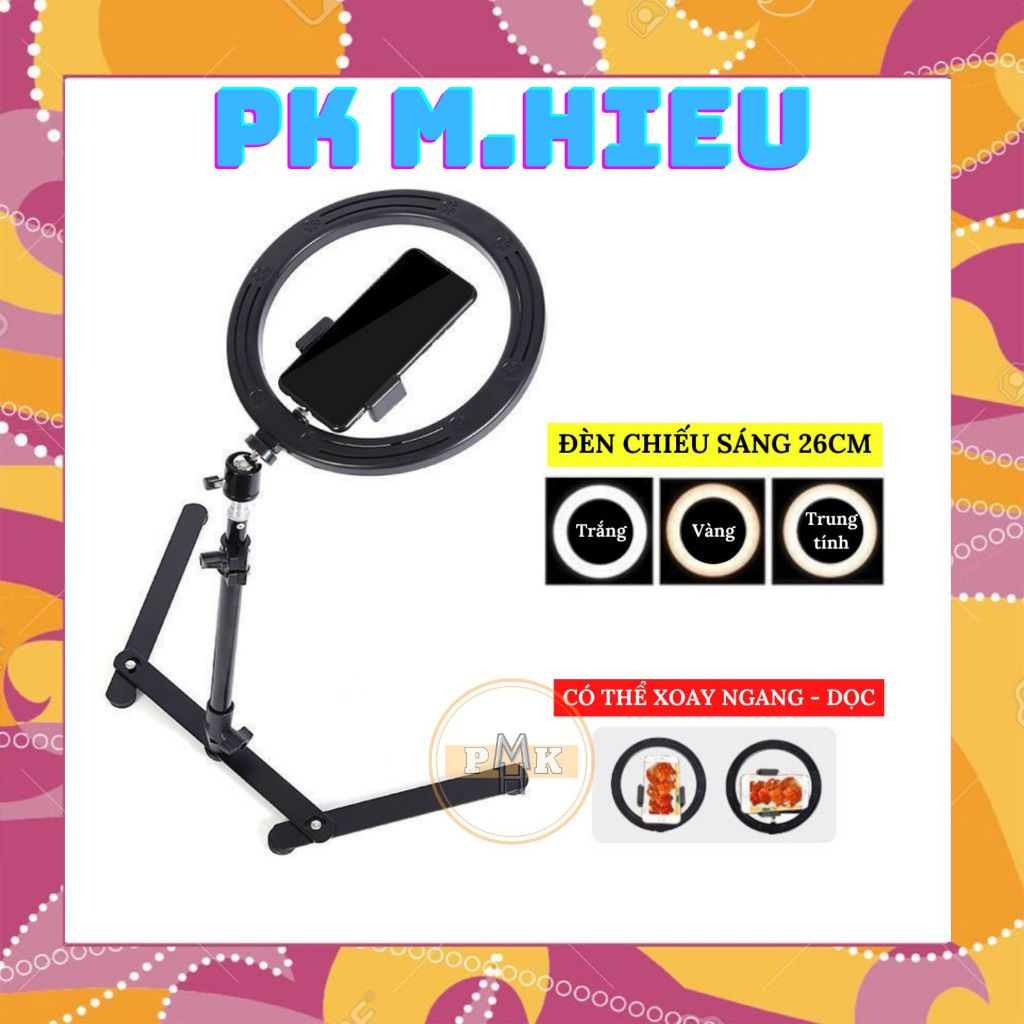 Đèn Chụp Ảnh Sản Phẩm, Nail, Đèn Quay Video Tiktok Livestream Để Bàn Hình Tròn Ringlight Mini 26cm