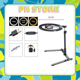 Bộ Đèn Ringlight Chụp Ảnh,Quay Phim Sản Phẩm, Đèn Quay Video Tiktok Livestream Để Bàn Hình Tròn Ringlight Mini 26cm