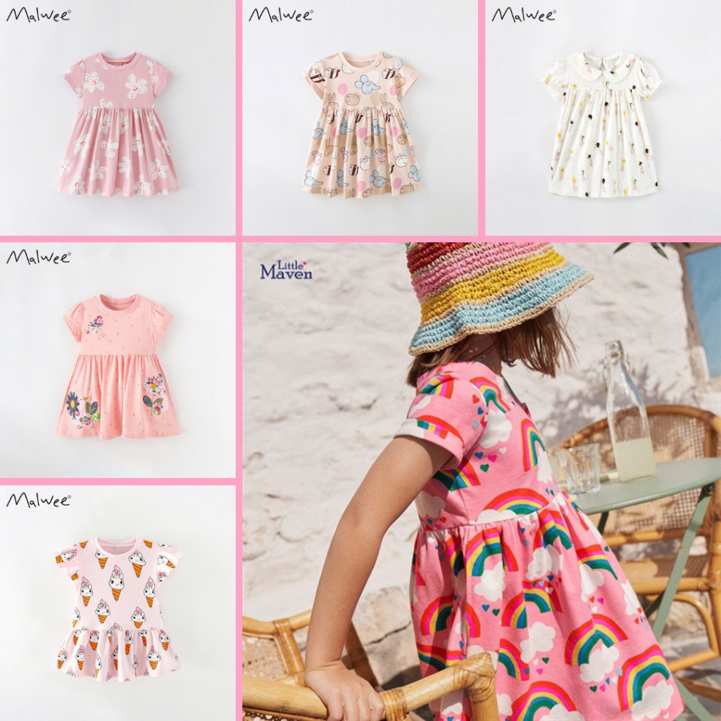 BST váy hè bé gái Little Maven/ Malwee thun hè họa tiết dễ thương 2-7 tuổi - Little Maven Chính Hãng