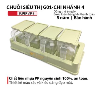 set 4 hũ đựng gia vị cao cấp nhựa trắng trong, hũ đựng gia vị nhựa Việt Nhật 2939