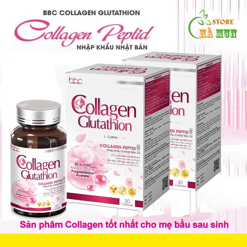 Viên uống Collagen glutathion BBC cải thiện nội tiết tố nữ, trắng da mờ nám tàn nhang, chống lão hóa
