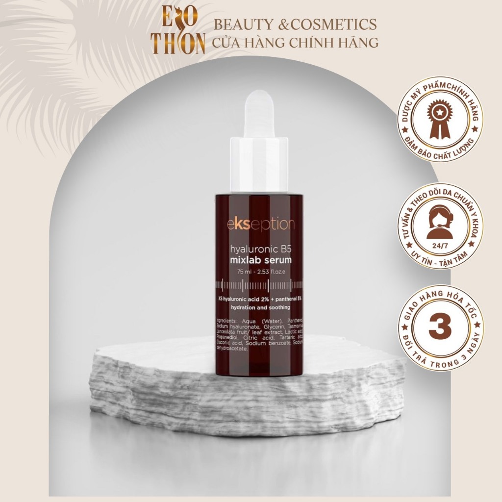 Serum Ekseption Hyaluronic B5, HA + 5% B5 dưỡng ẩm phục hồi da 75ml