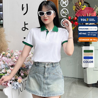 Áo thun Polo nữ TOLI phối cổ dễ thương, dáng ôm nhẹ, vải cá sấu dày dặn chống nhăn thoáng khí 