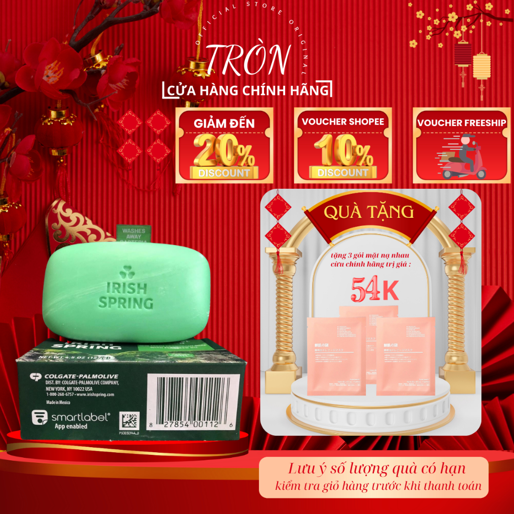 Xà bông cục Irish Spring (Lốc/20 cục) Deodorant Soap Original, 113g của Mỹ -[Chính Hãng}