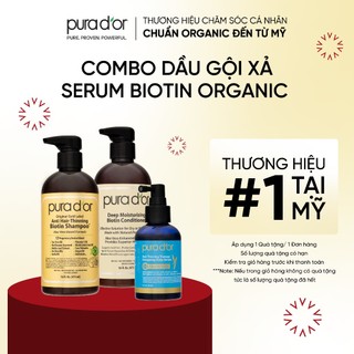 Combo Dầu Gội Dầu Xả Biotin Gold Label + Serum Dưỡng Tóc Organic Hair Thinning Therapy Energizing Scalp PURA D'OR