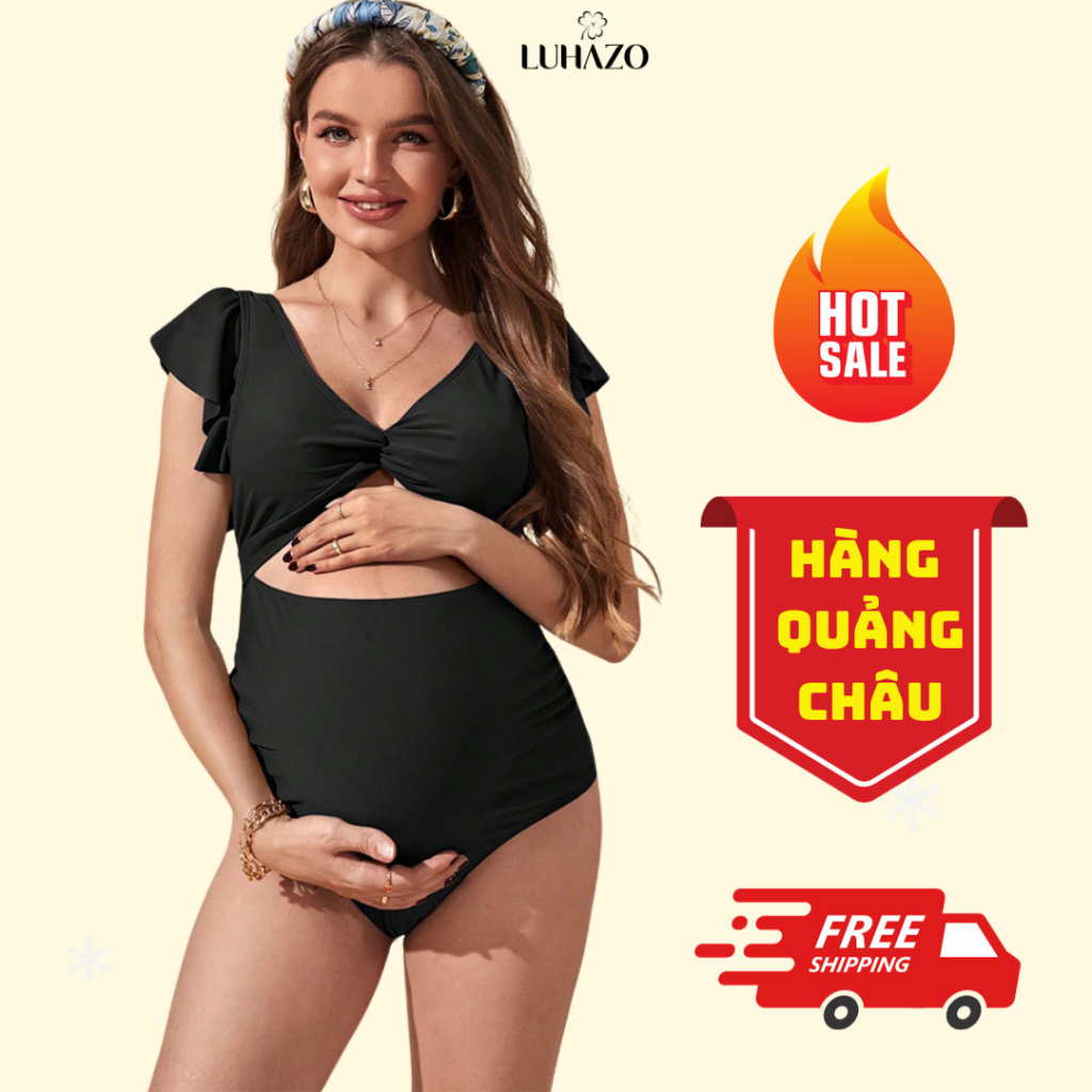 Bikini bầu đồ bơi cho mẹ bầu kín đáo bigsize chất vải co dãn xoắn ngực tôn dáng E-14