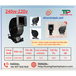 Quạt sò ly tâm hình sên 240w - 220vAC hút mùi thông gió nhà bếp