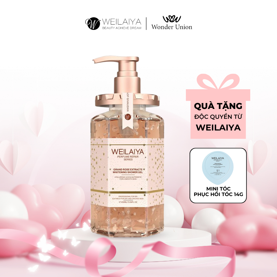 Sữa tắm trắng da cánh hoa hồng Damask Weilaiya Grand Rose Extracts Whitening Shower Gel 450ml