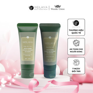 Cặp dầu gội đầu và dầu xả tóc thảo dược Weilaiya gừng hà thủ ô giúp dưỡng, đen và kích thích mọc tóc size du lịch 20ml