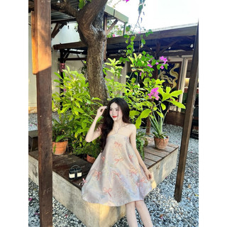 ĐẦM GẤM CỔ YẾM ĐÍNH NƠ
