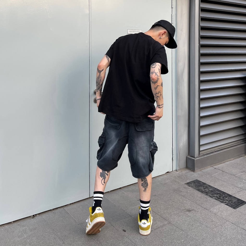 Bad Choices | Quần Shorts Jean túi hộp WASH màu form Unisex