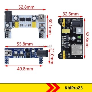 Mạch cấp nguồn Breadboard MB-102 830 lỗ 165x55x10mm test mạch điện linh kiện