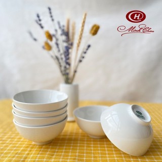 Bộ chén cơm trắng trơn sứ Minh Châu.