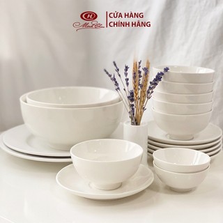 Bộ chén cơm trắng trơn sứ Minh Châu.