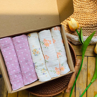 Set 5 khăn xô 2 lớp cá ơi 26x26