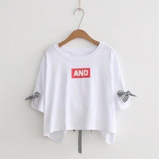 Áo Thun Croptop  Phối Nơ Tay Áo và Sau Lưng Form Rộng DOGA