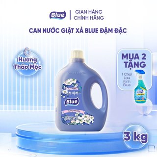 Nước Giặt Blue can 3L hương Thảo Mộc - Sản xuất theo tiêu chuẩn Công nghệ Giặt xả Hàn Quốc Thơm ngát Trắng sáng