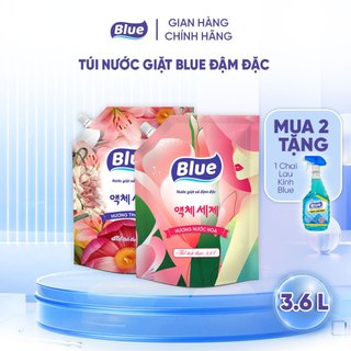 Nước Giặt Blue Đậm Đặc Hàn Quốc túi 2.1L và 3.6L - Công nghệ Giặt xả Blue 5in1 Hương Thảo Mộc và Hương Nước hoa