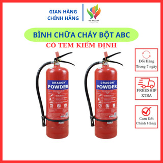 Combo 2 Bình chữa cháy bột 4kg ABC có Tem kiểm định An toàn PCCC thiết bị bảo hộ gia đình cần thiết