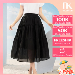 Chân Váy Xòe NK FASHION Thiết Kế Nhún Tầng Điệu Đà Thanh Lịch Chất Liệu Nhập Hàn Cao Cấp Mềm Mại NKCV2303001