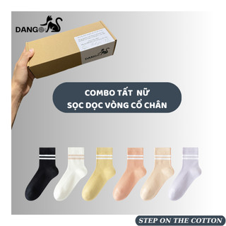 Combo 5 đôi tất vớ nữ Dango cổ trung sọc dọc vòng cổ chân hot hit dày dặn 8 - 20 độ