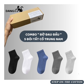 MỎNG MỊN MÙA HÈ | Combo 5 đôi tất/ vớ nam cổ trung Step on the cotton 100% thấm hút mềm mịn
