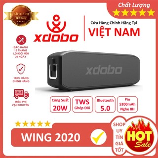 Loa bluetooth 5.0 xdobo wing 2020 công suất 20w, chống nước ipx7, pin 5200mah hỗ trợ thẻ tf, usb, aux - bh 12 tháng
