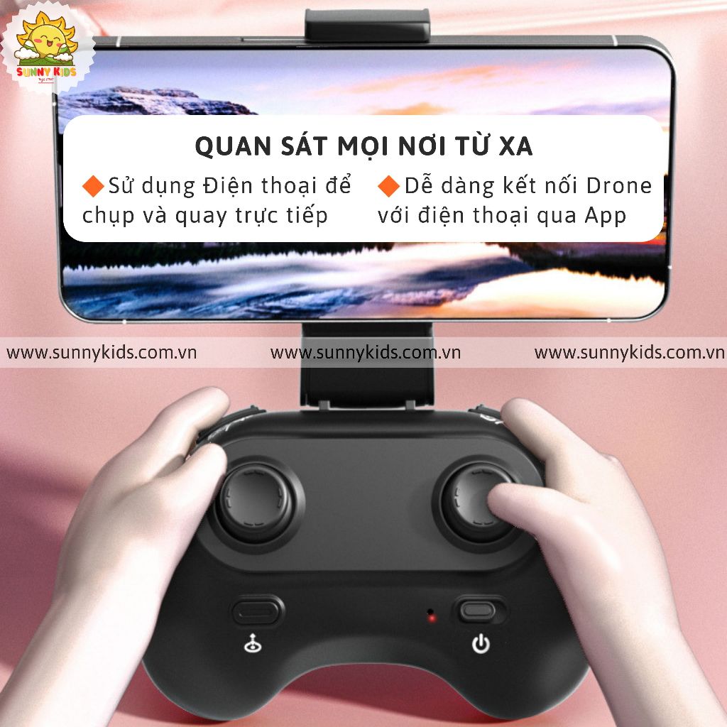 Drone Camera 4K H107 Màu Hồng cá tính, Sticker dễ thương, Đồ chơi Máy bay Điều khiển từ xa dành cho con gái - Sunny Kids | BigBuy360 - bigbuy360.vn