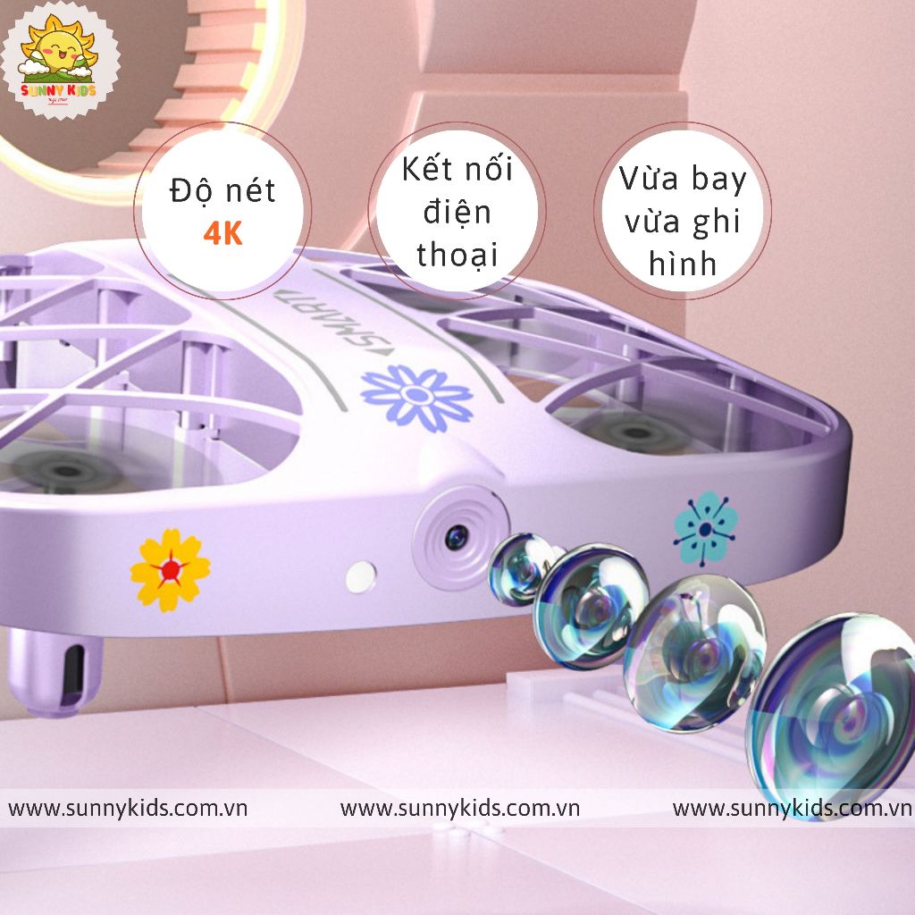 Drone Camera 4K H107 Màu Hồng cá tính, Sticker dễ thương, Đồ chơi Máy bay Điều khiển từ xa dành cho con gái - Sunny Kids | BigBuy360 - bigbuy360.vn