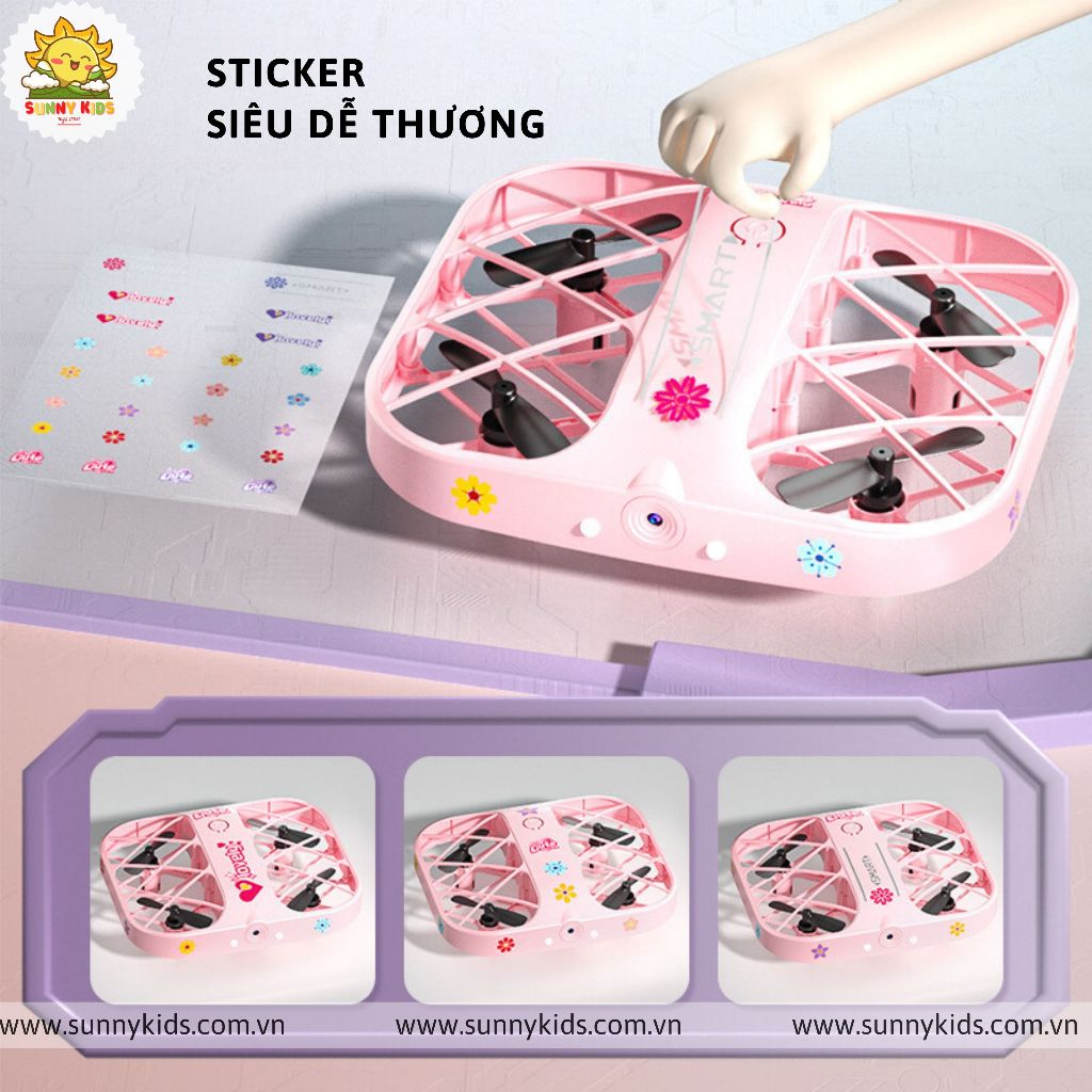 Drone Camera 4K H107 Màu Hồng cá tính, Sticker dễ thương, Đồ chơi Máy bay Điều khiển từ xa dành cho con gái - Sunny Kids | BigBuy360 - bigbuy360.vn