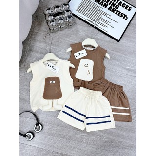 Bộ sát nách chất coton in hình dễ thương dành cho bé.