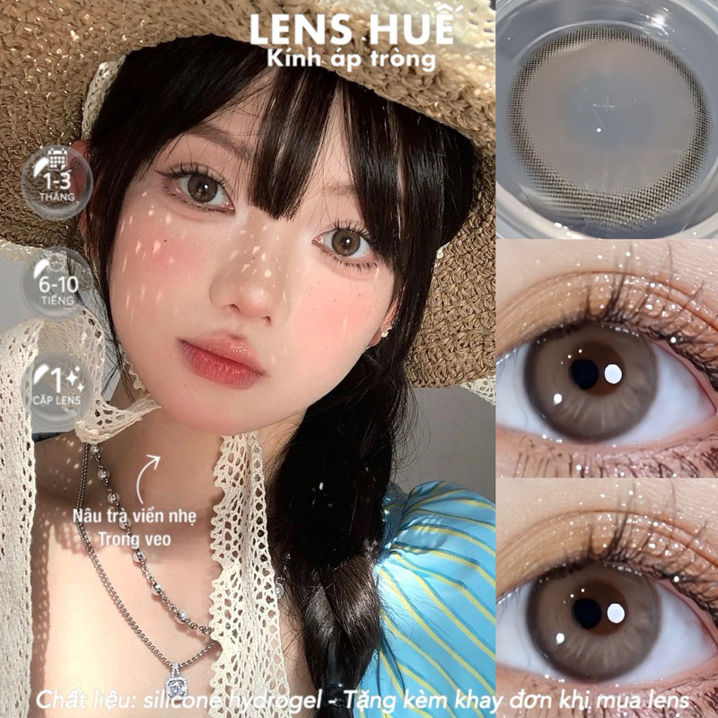 ✨(𝗛𝗔̀𝗡𝗚 𝗖𝗢́ 𝗖𝗔̣̂𝗡) LENS BROWN - nâu trà tự nhiên 14.0mm có viền trong veo nhẹ nhàng - Lens Huế 🐰