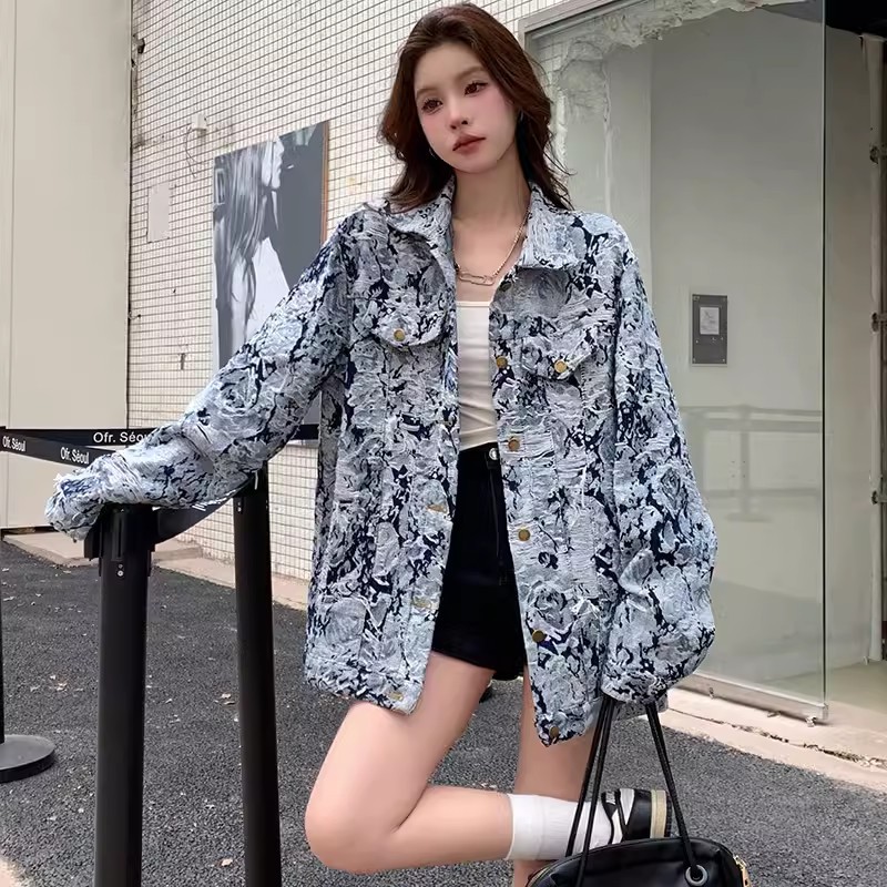 (Hàng Đẹp)Ảnh thật 5 hình cuối-HC871.Áo khoác denim Unisex rách tua rua thời trang Hàn Quốc