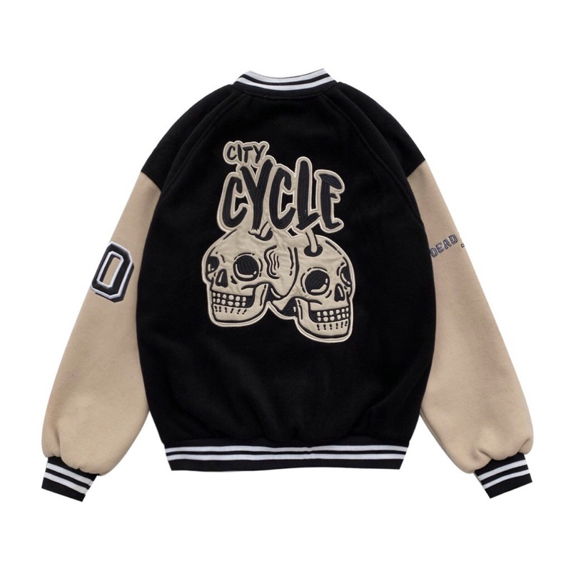 Áo khoác bomber varsity jacket DOFN City Cycle - Áo khoác bóng bóng chày unisex form rộng