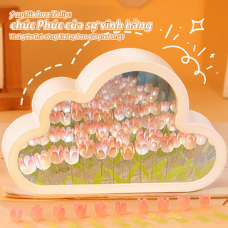 🔥LED🔥Hoa Dèn Phòng Ngủ đèn Ngủ Hình Hoa Tulip đám MâY Tráng Gương Diy Dùng Làm Quà Tặng Sinh Nhật