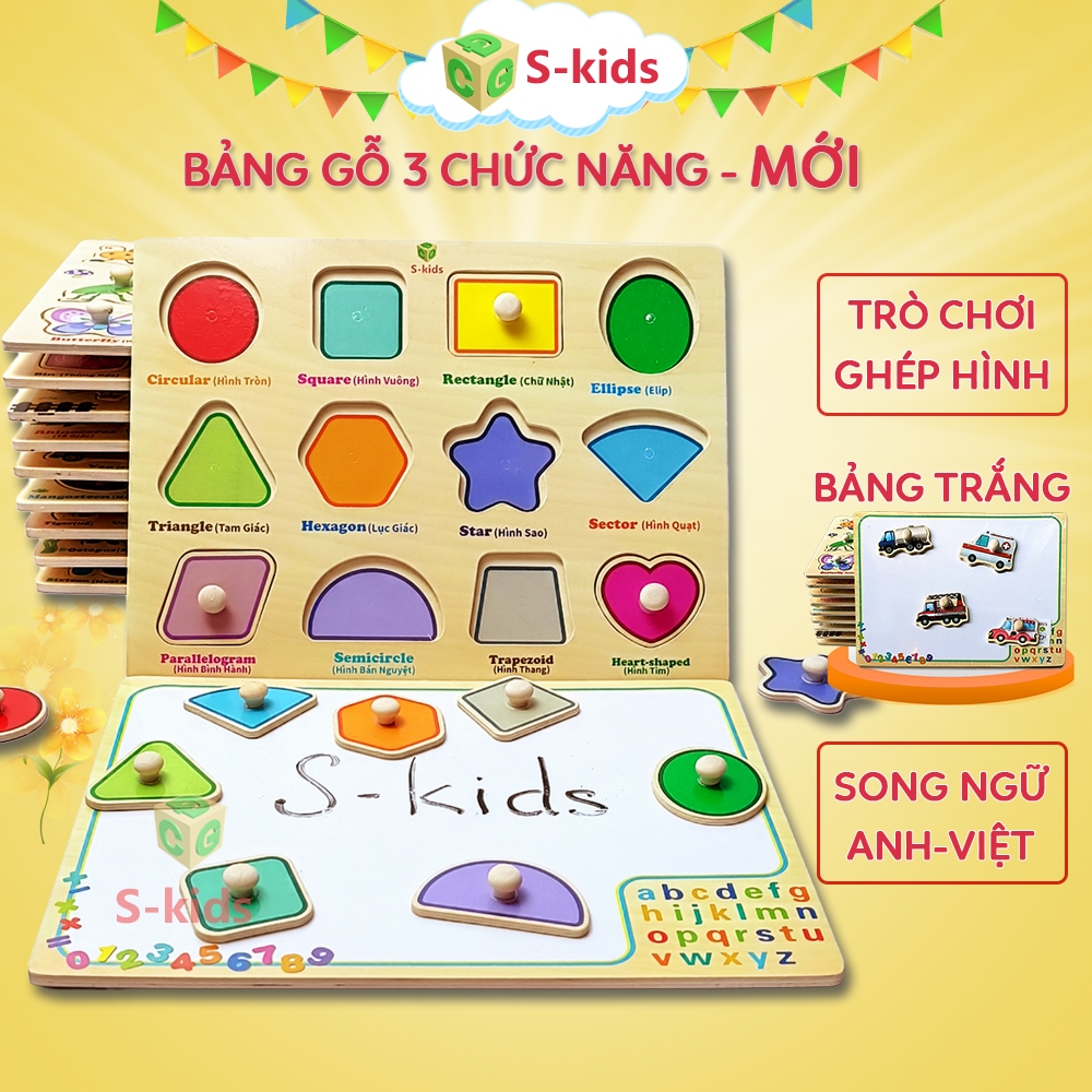 Đồ Chơi Trẻ Em S-Kids, Bảng Ghép Hình Núm Gỗ Thông Minh Cho Bé