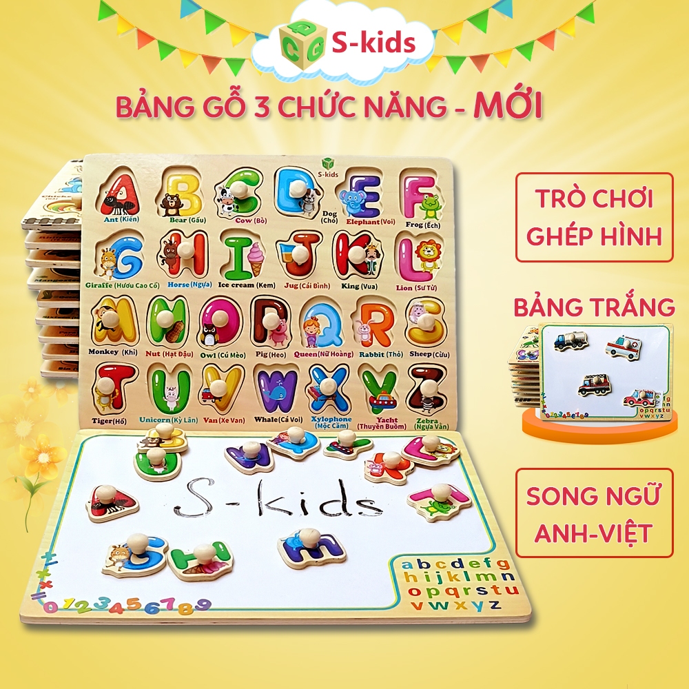 Đồ Chơi Trẻ Em S-Kids, Bảng Ghép Hình Núm Gỗ Thông Minh Cho Bé