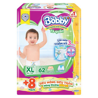 Bỉm/tã quần bobby size xl62/xl62+8 cho trẻ 12-17kg