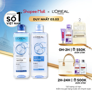 Bộ 2 nuớc tẩy trang đa năng 3in1 L'Oreal Paris Micellar Water 400ml x 2
