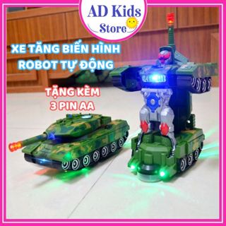 Đồ chơi trẻ em xe tăng biến hình robot tự động có đèn và nhạc - AD KIDS STORE