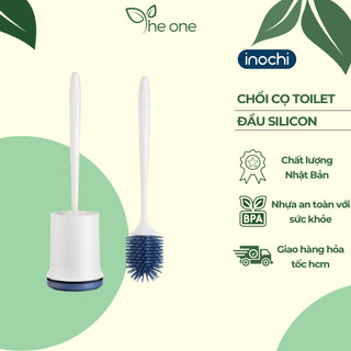 Chổi cọ toilet đầu silicon inochi, vệ sinh nhà tắm, cọ bồn cầu, cọ nhà vệ sinh, cọ toilet, có hộp đựng & dán tường