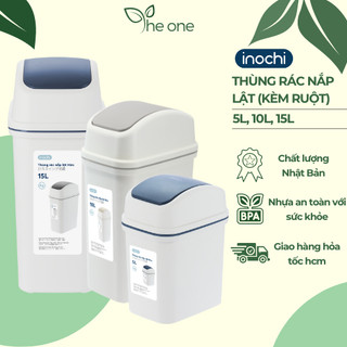 Thùng rác nắp lật inochi có kèm lõi, thùng rác dành cho văn phòng, gia đình, ion Ag+ kháng khuẩn khử mùi, ngăn mùi hôi